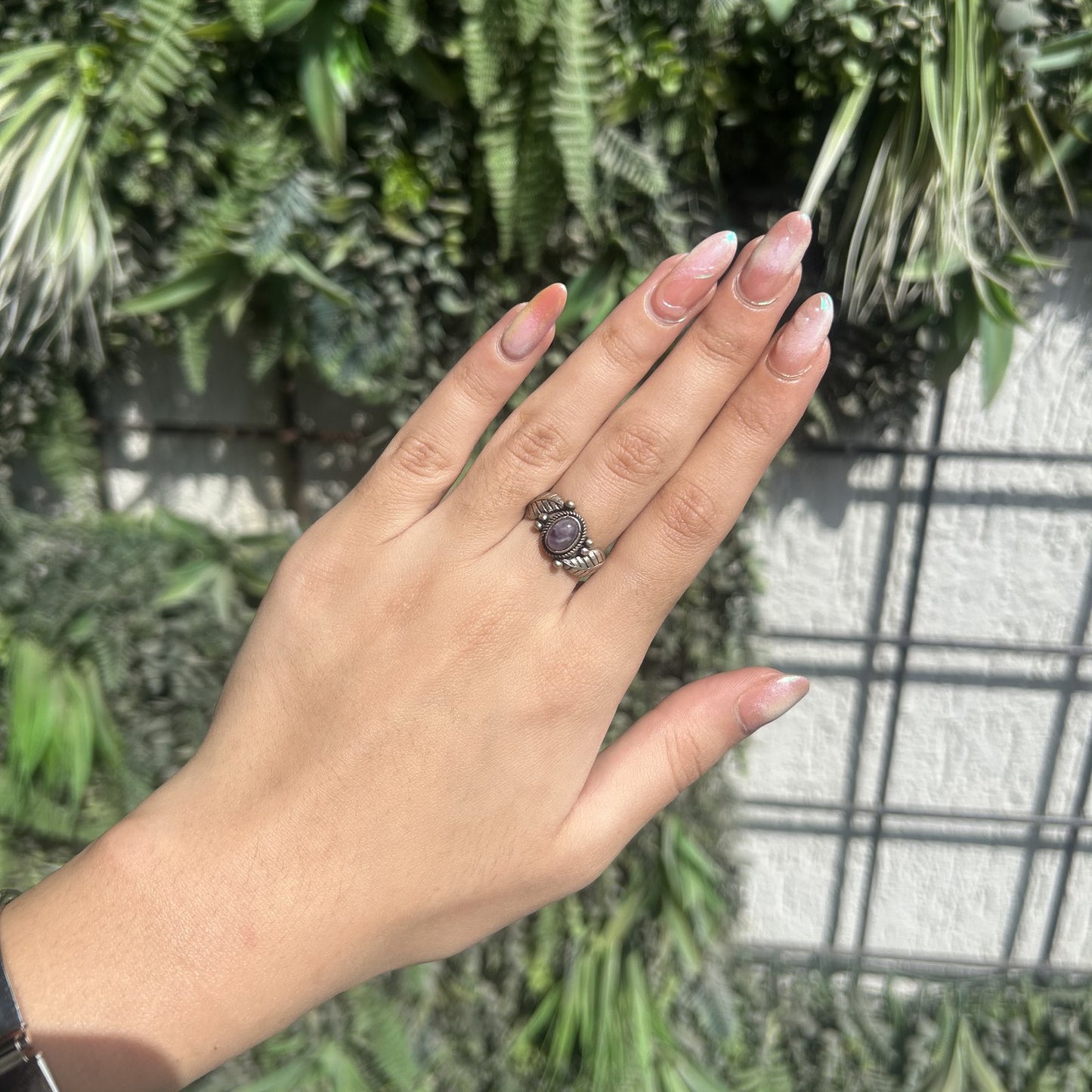 amethyst leaf ring