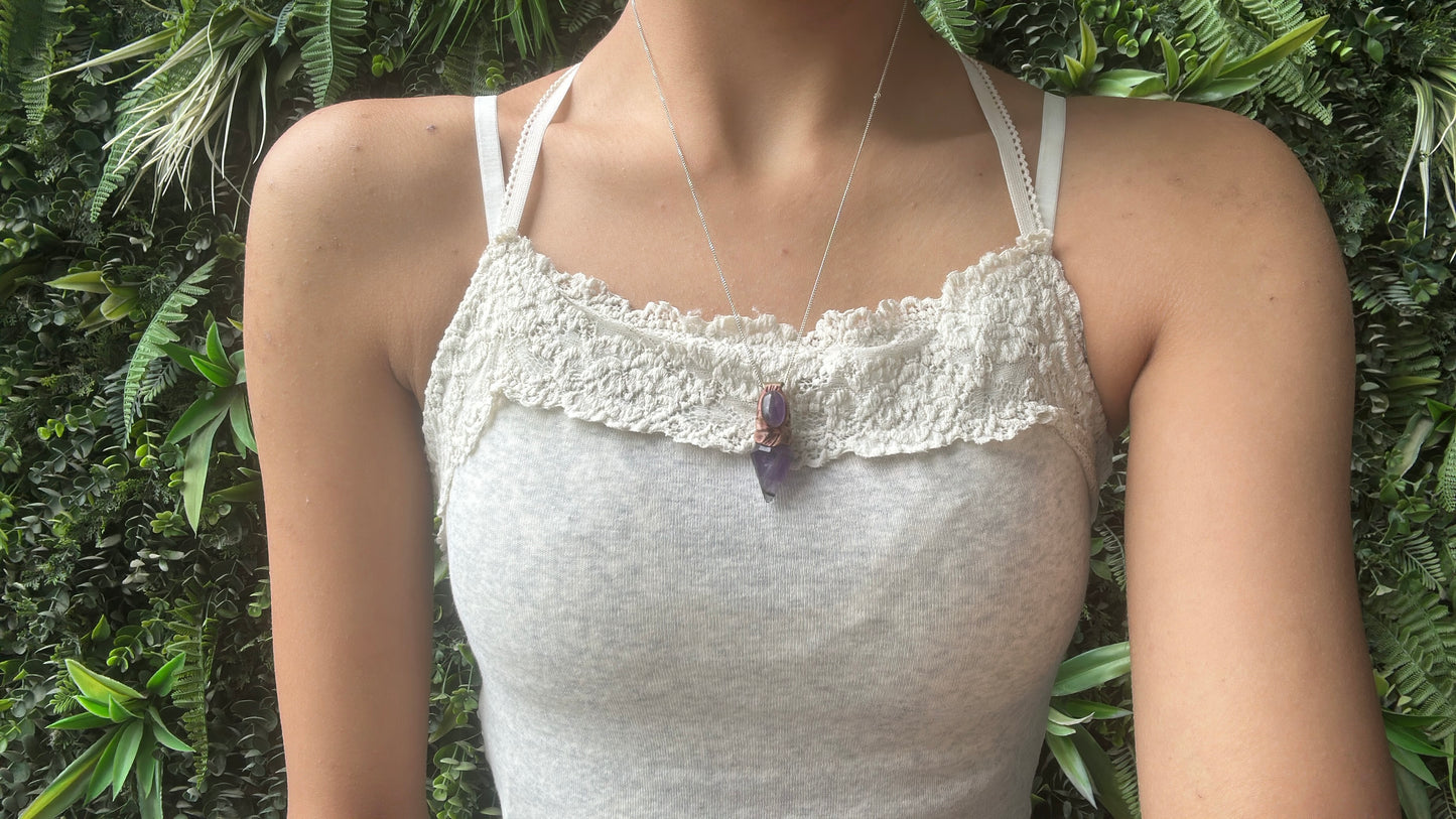 amethyst clay pendant