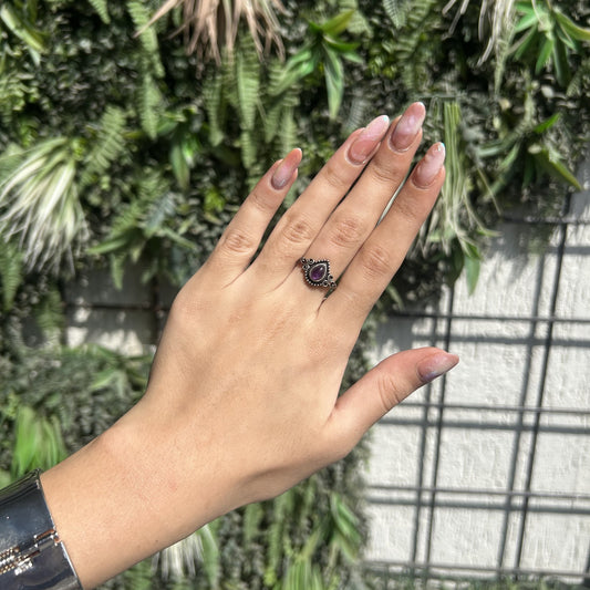 amethyst droplet ring (dark)