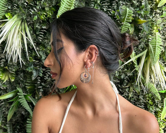 amethyst crescent moon earrings