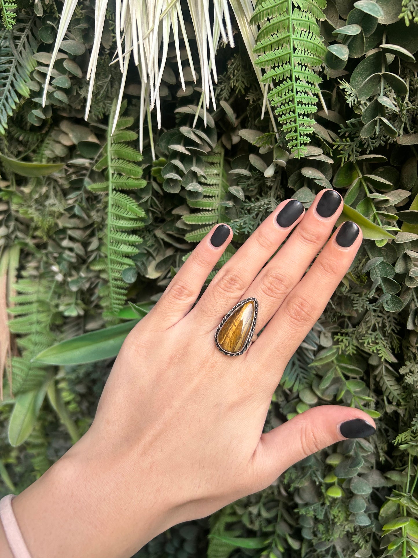 tigers eye drop ring
