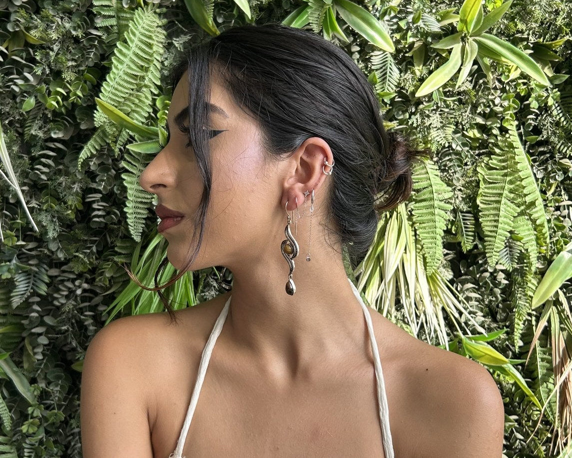 tiger eye wave earrings