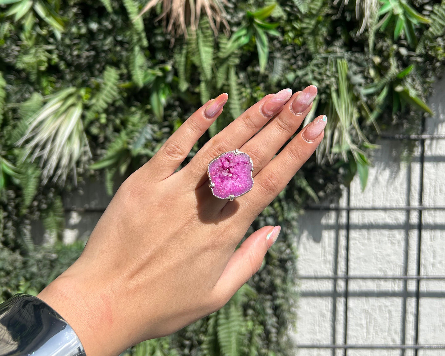 pink druzy agate ring 1 (adjustable)