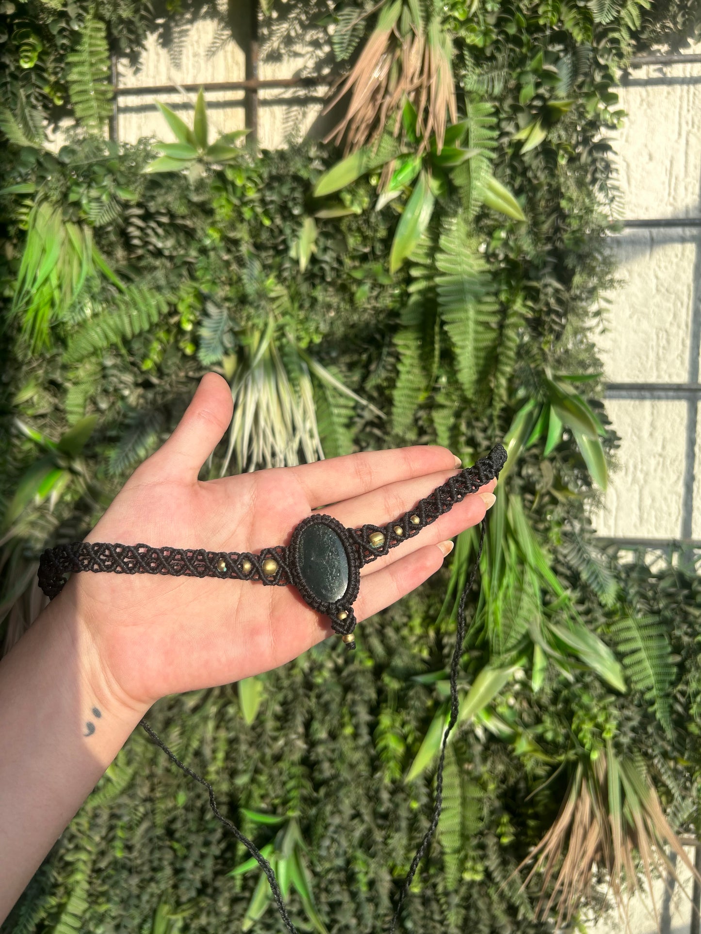 green aventurine macrame choker