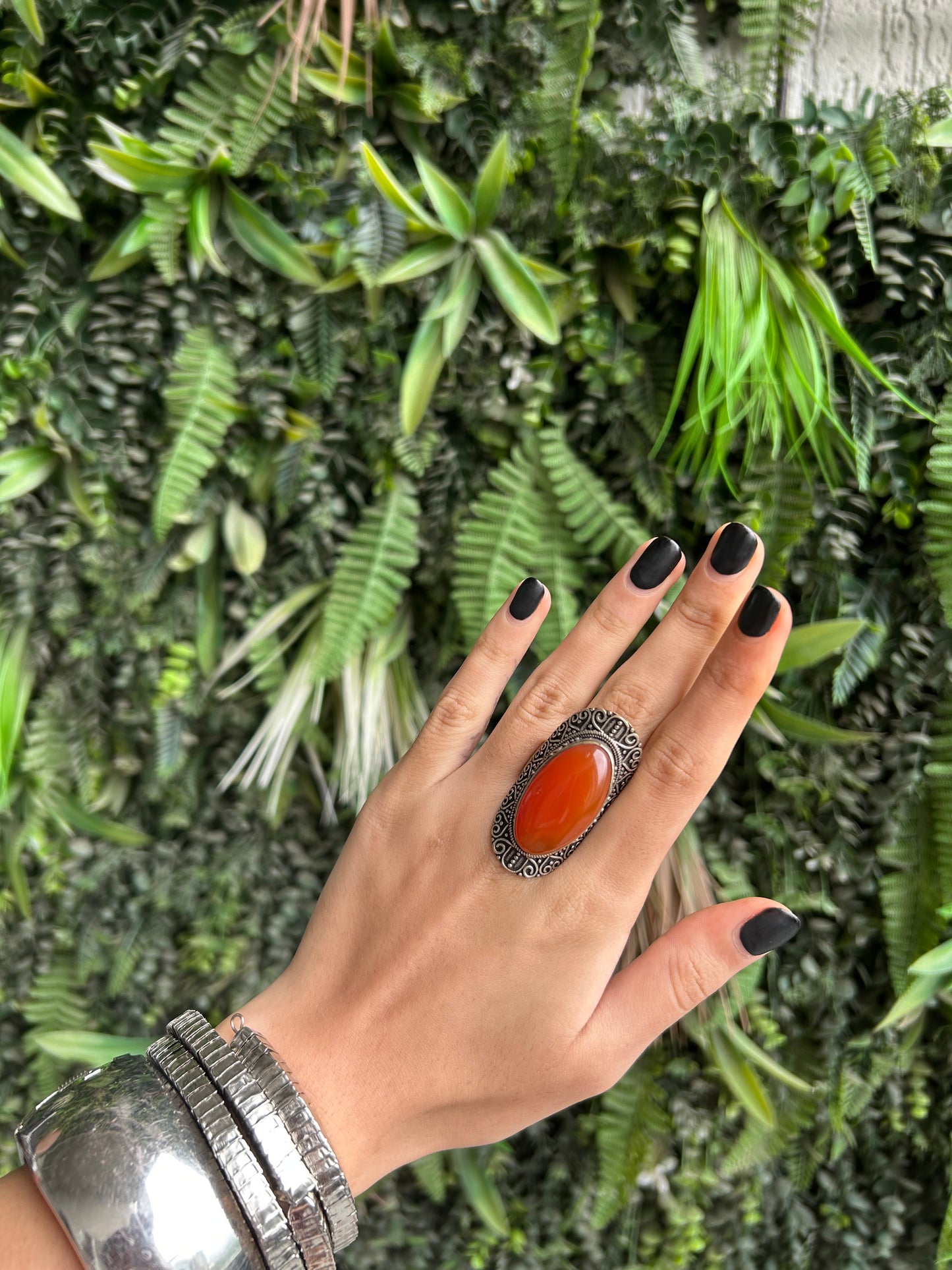 carnelian oval halo ring