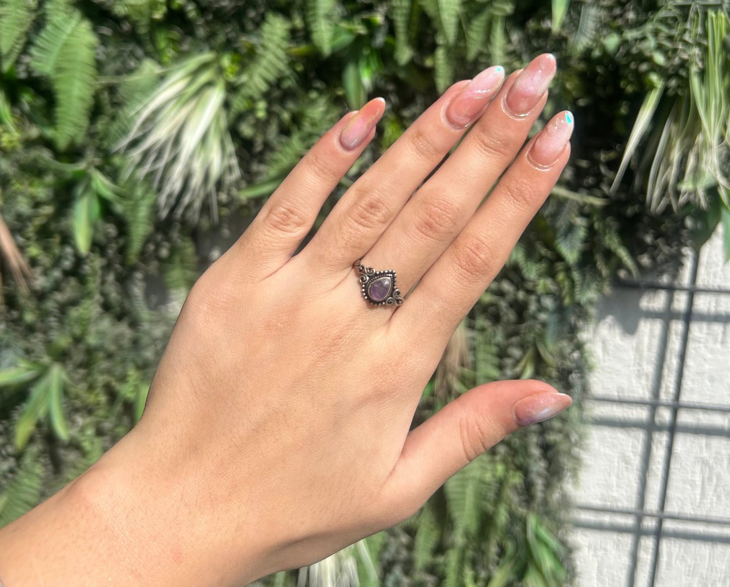 amethyst droplet ring