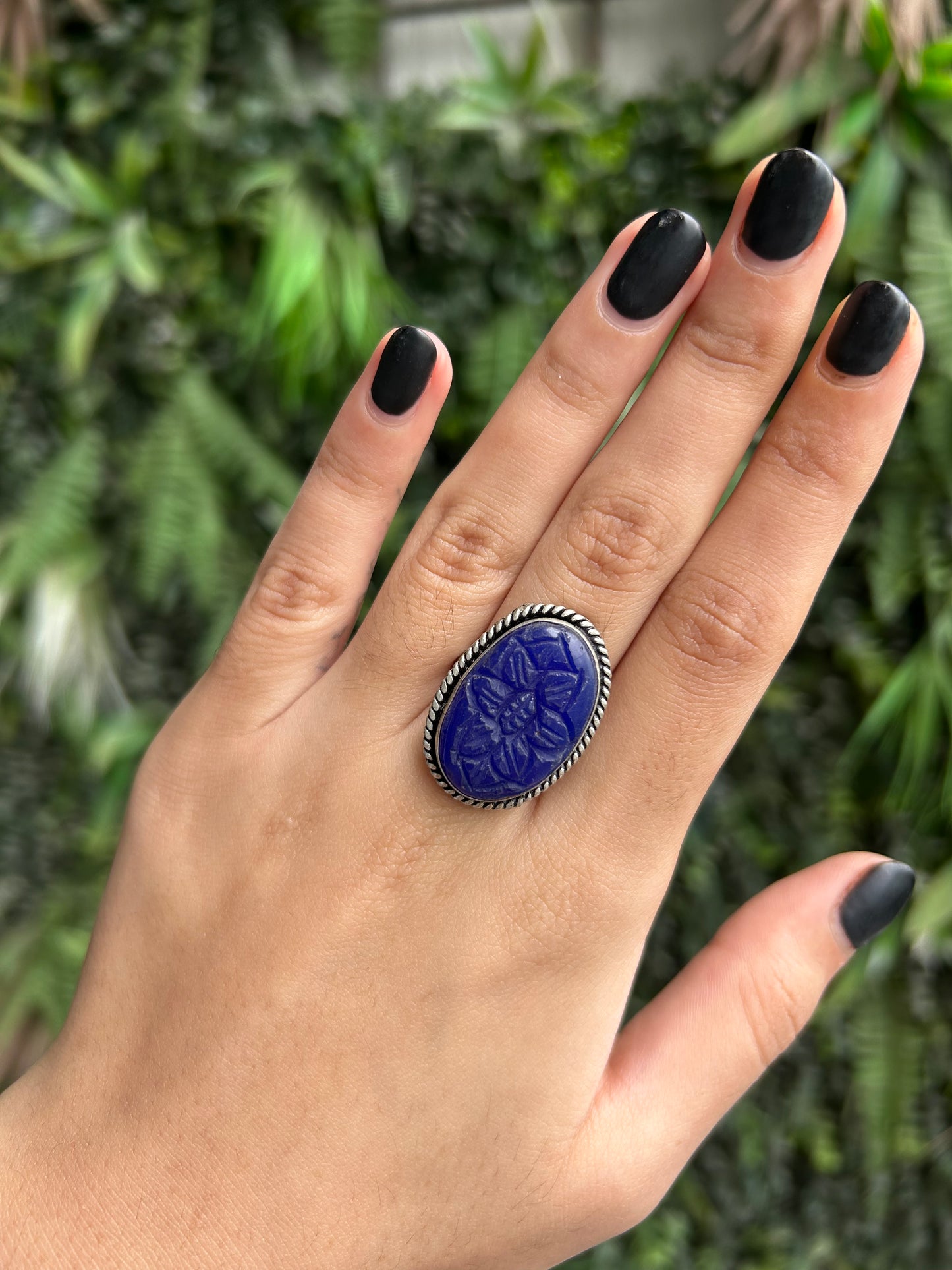 lapis lazuli carved ring