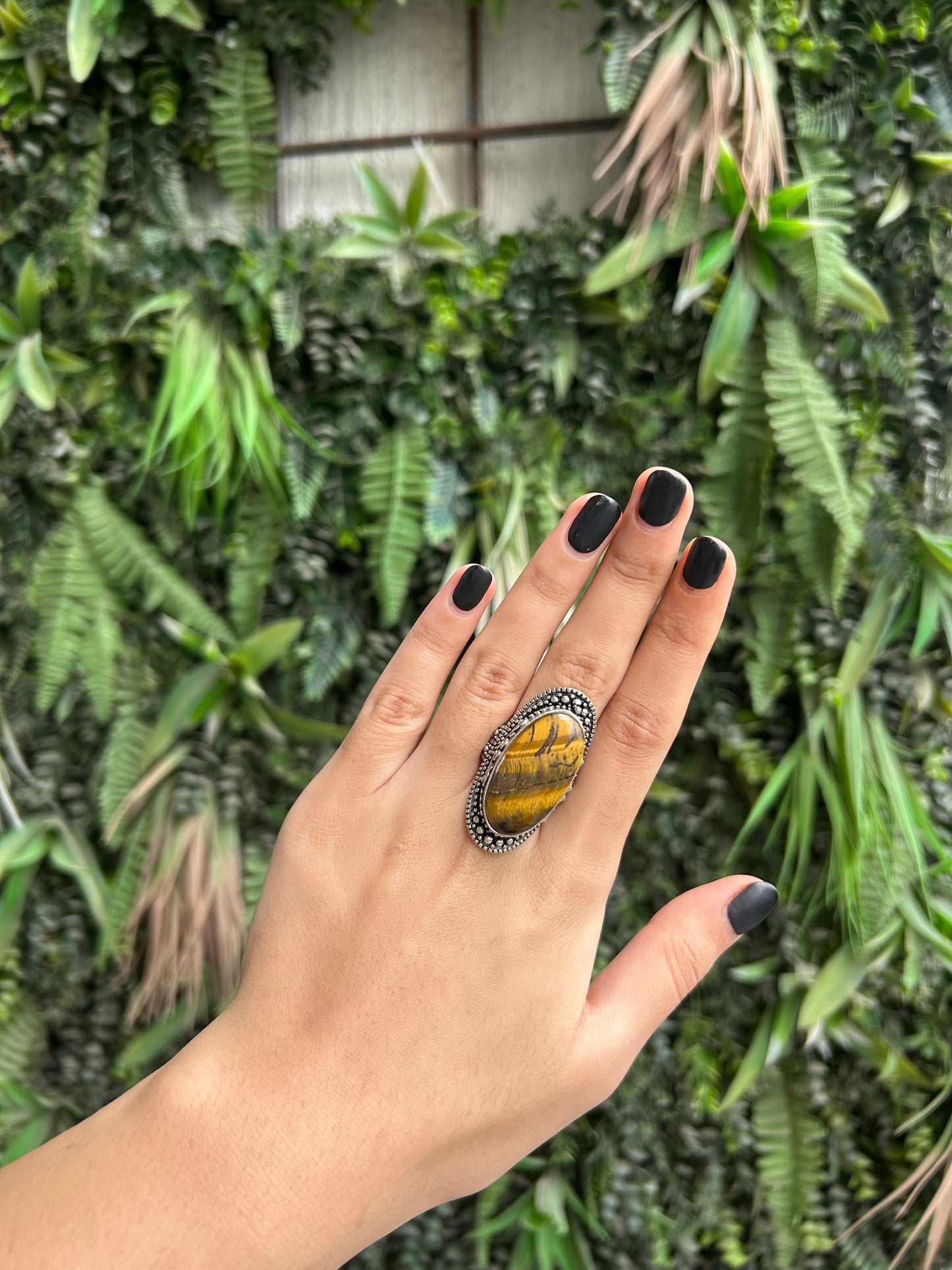tiger eye oval halo ring