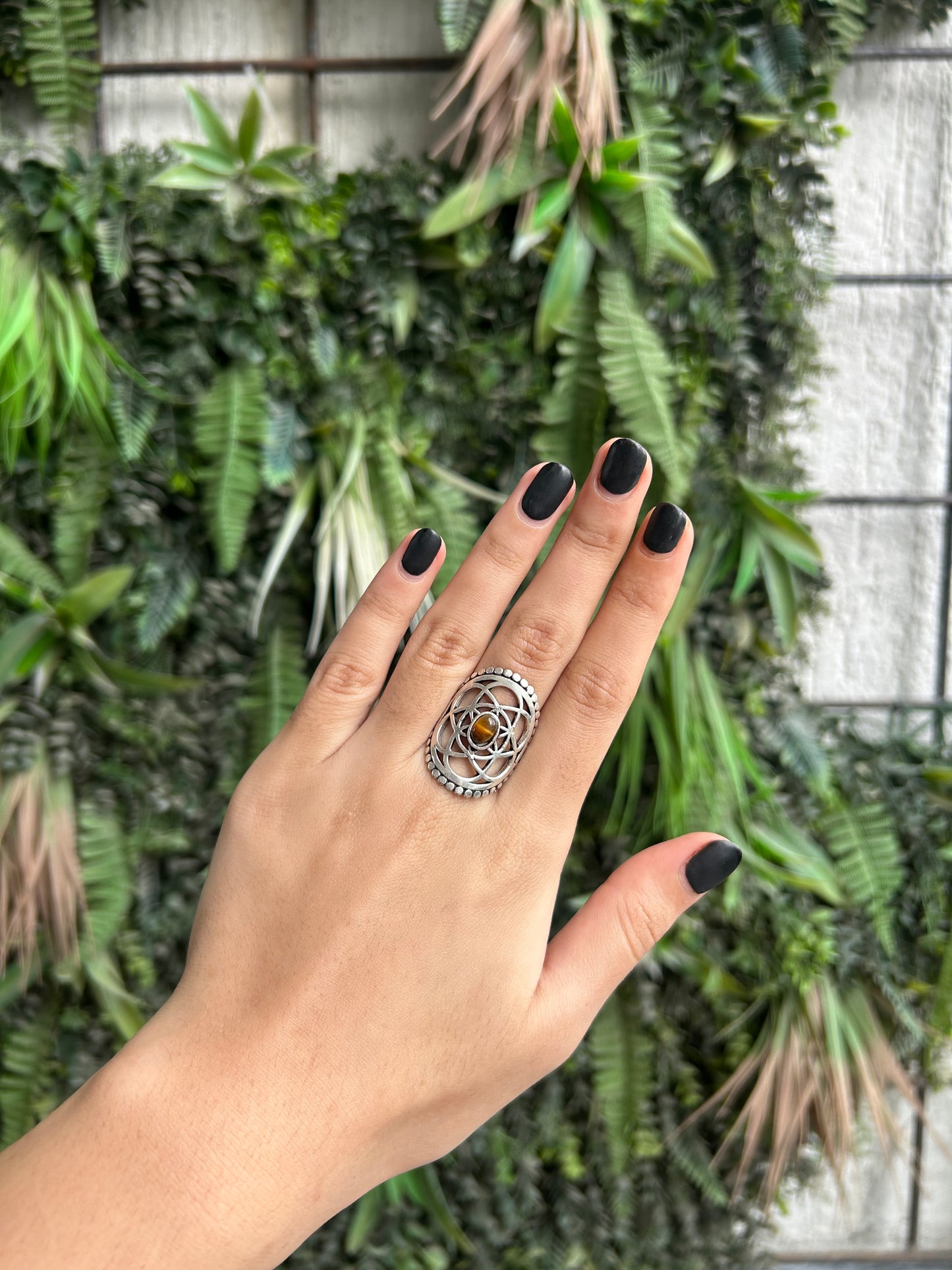 tiger eye flower of life ring