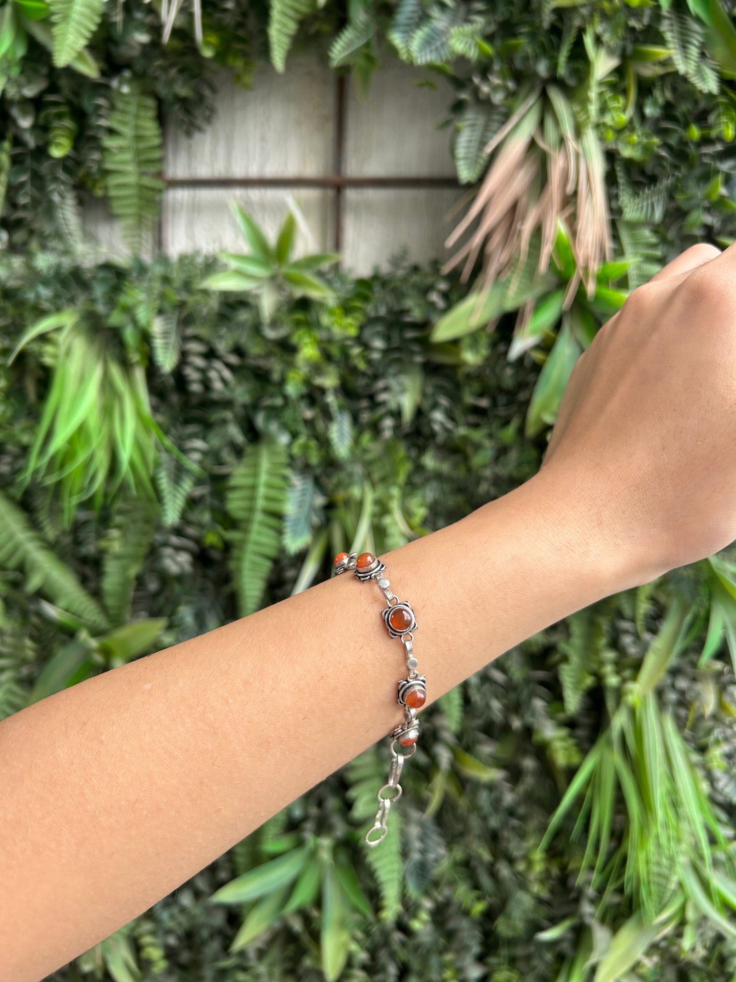 carnelian bracelet floral link