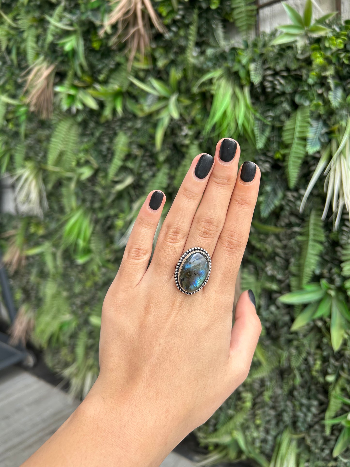 labradorite oval ring