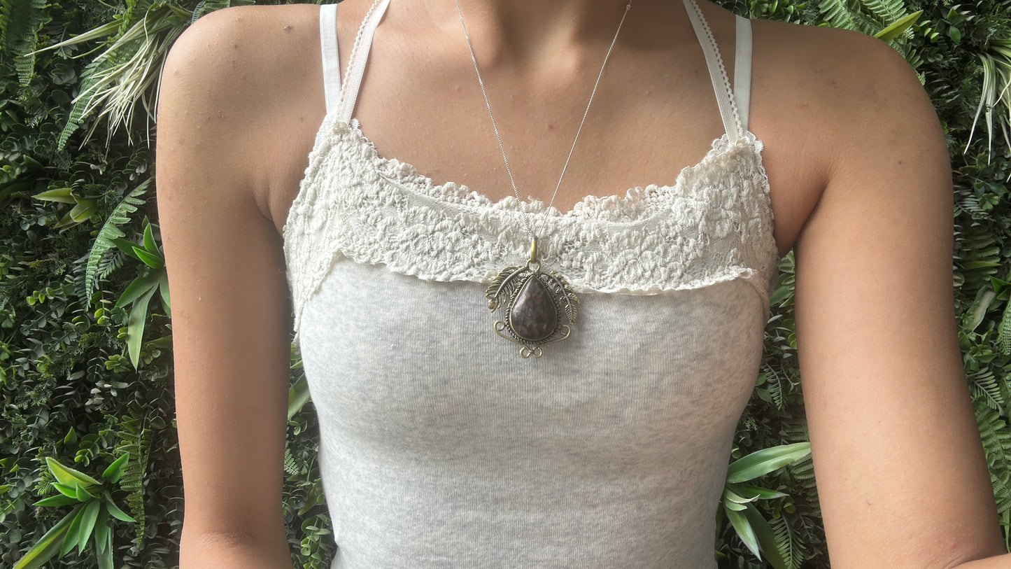 brown & purple jasper vintage pendant