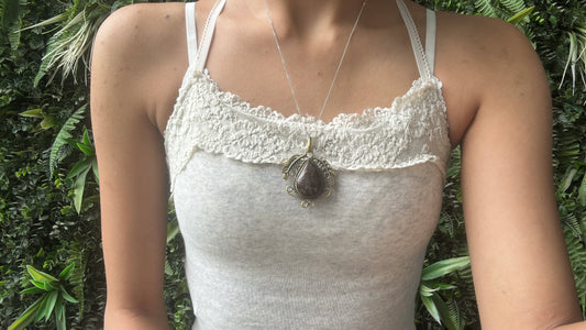 brown & purple jasper vintage pendant