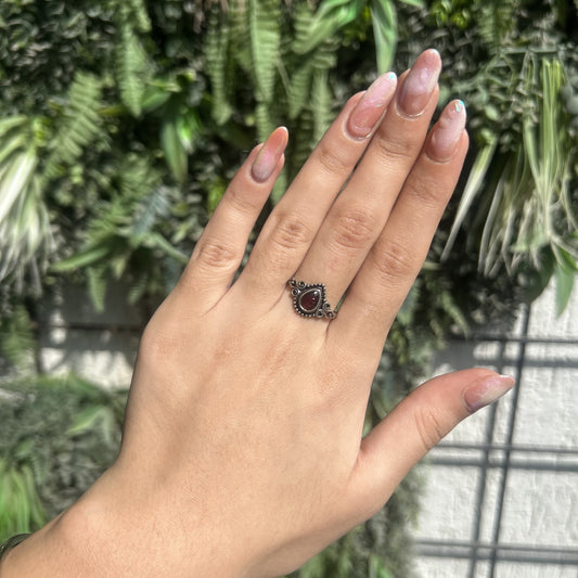 red garnet droplet ring