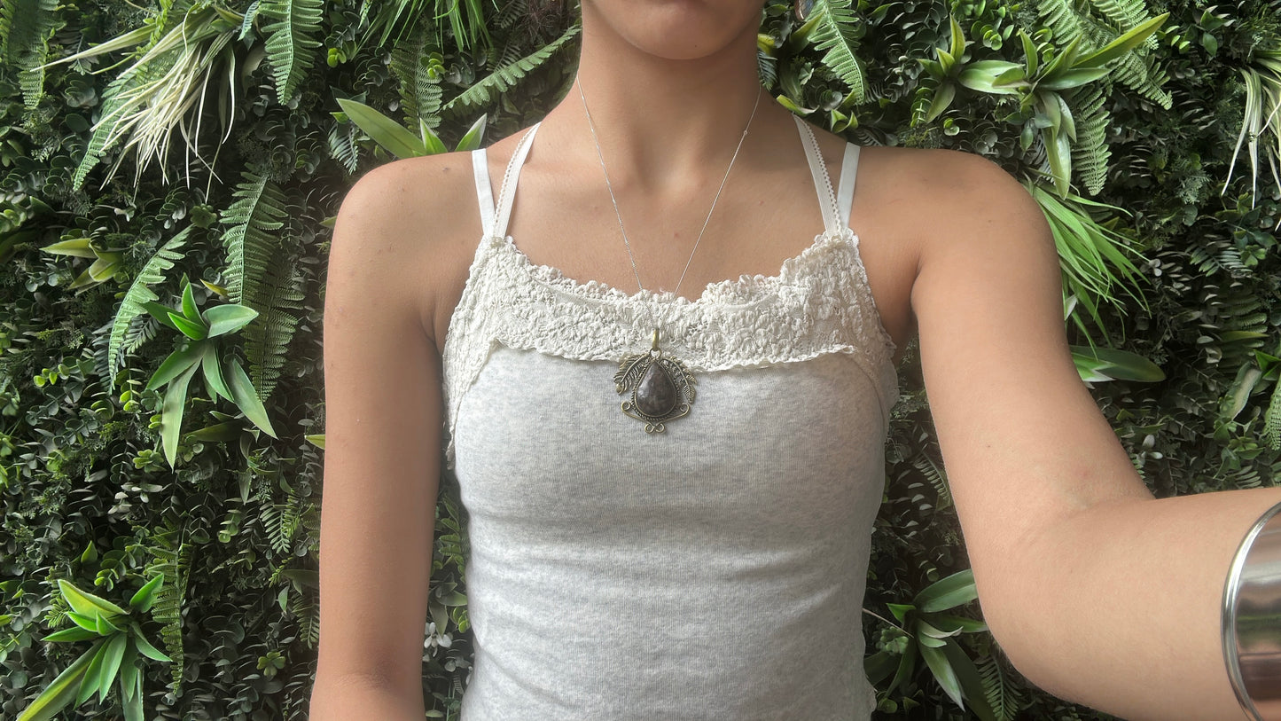 brown & purple jasper vintage pendant