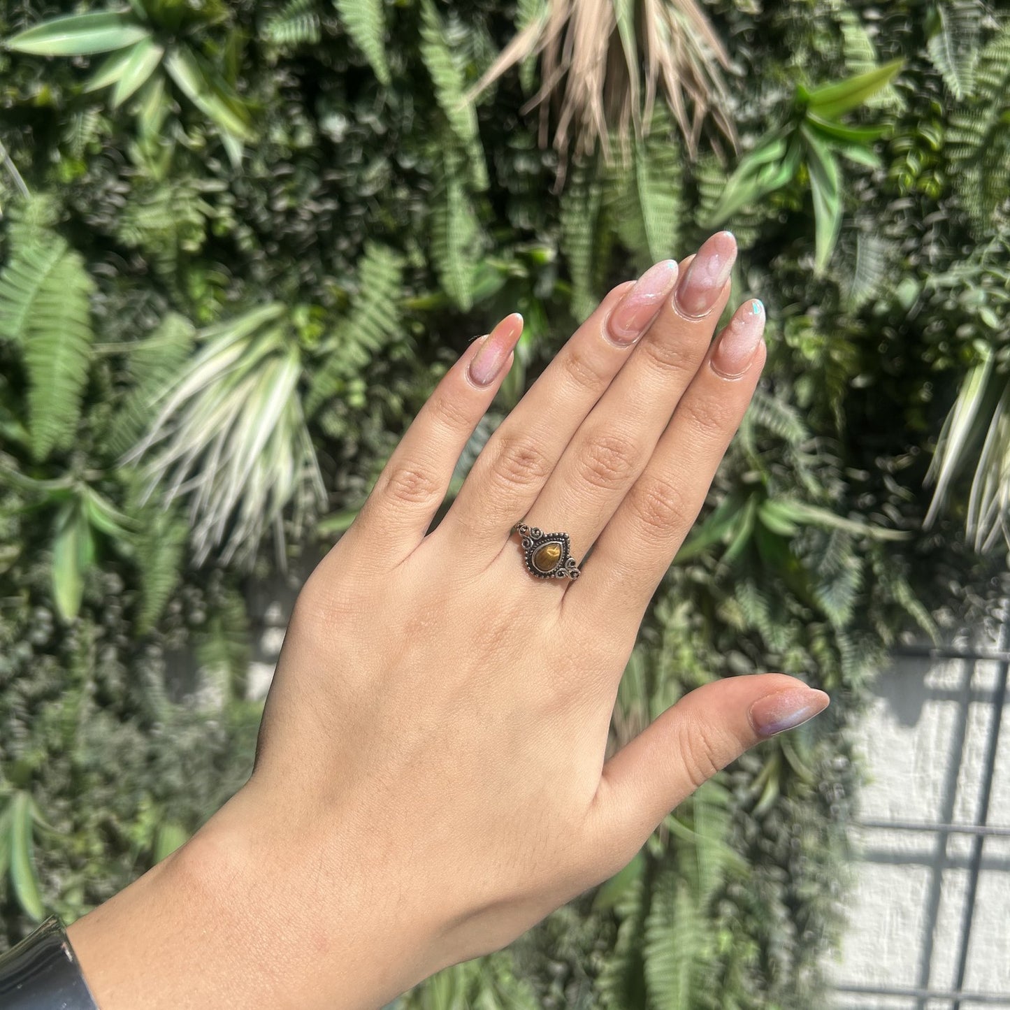 tiger eye droplet ring