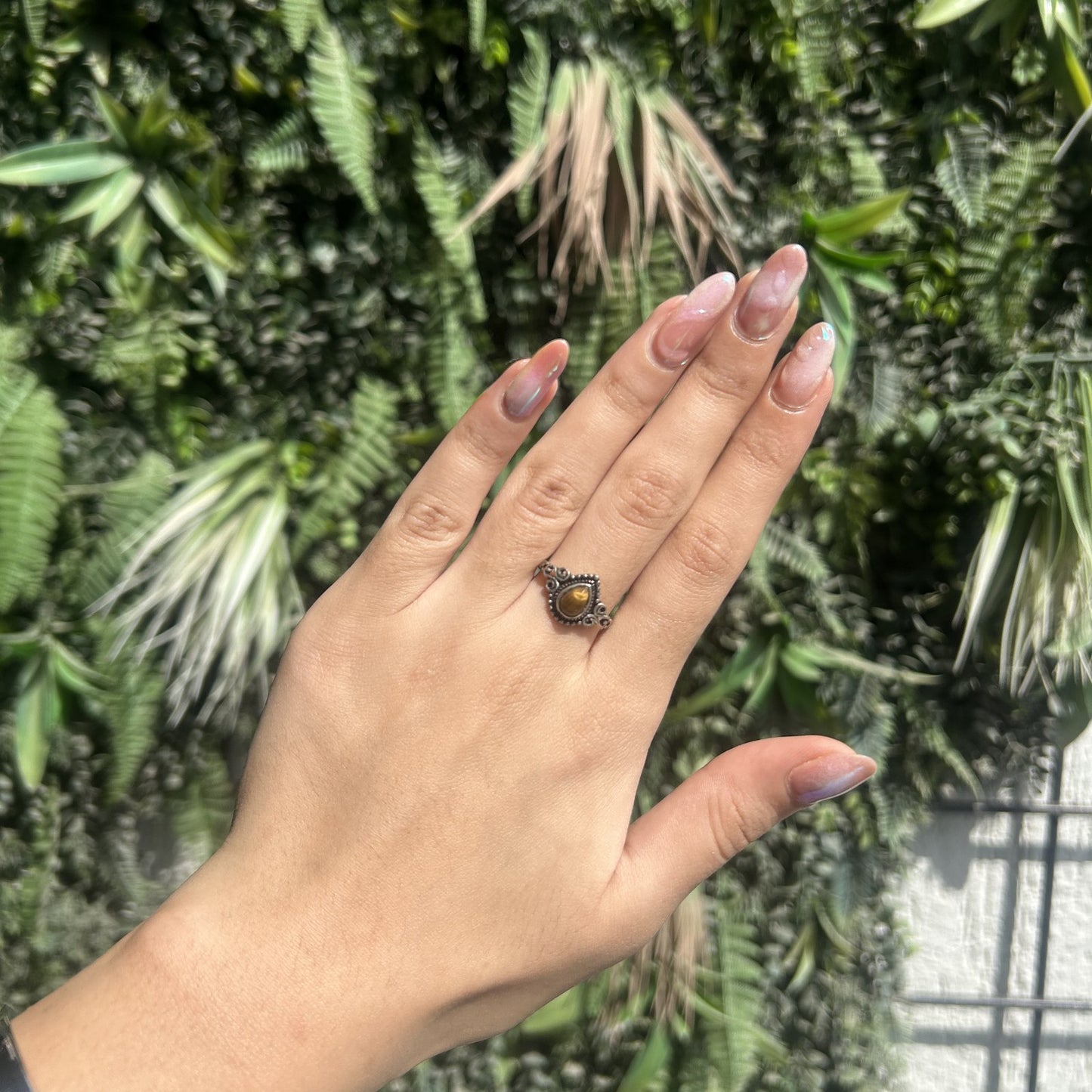 tiger eye droplet ring