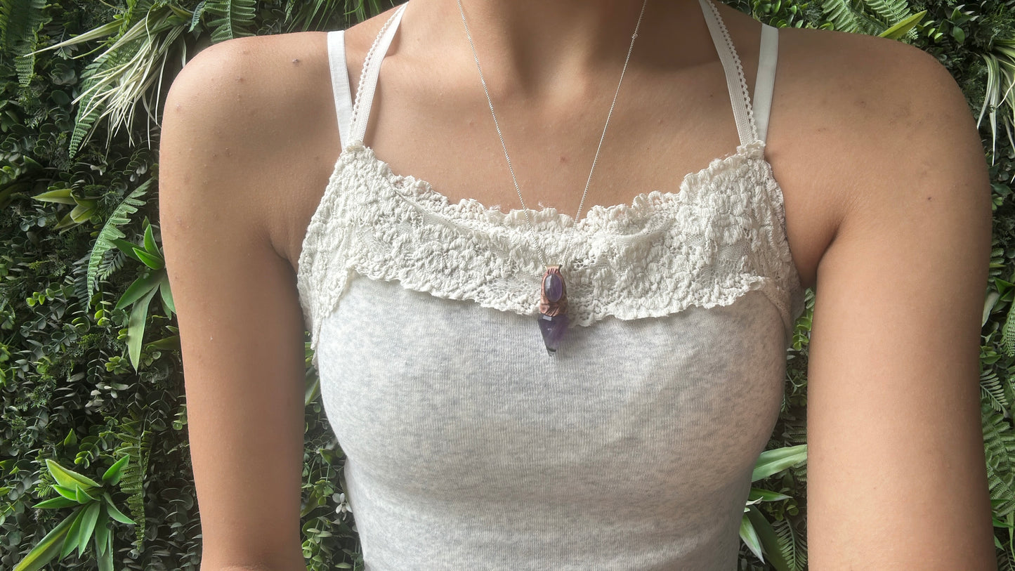 amethyst clay pendant