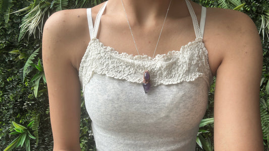 amethyst clay pendant