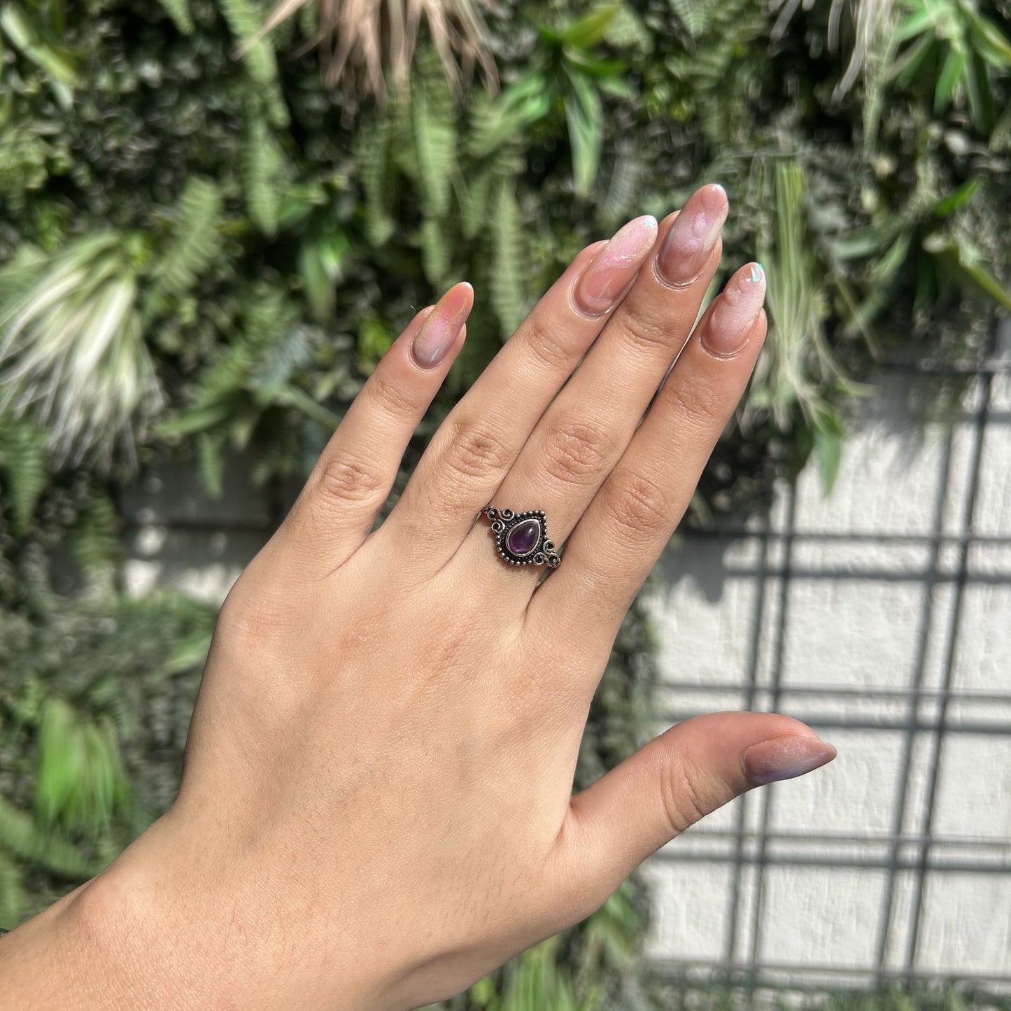 amethyst droplet ring (dark)