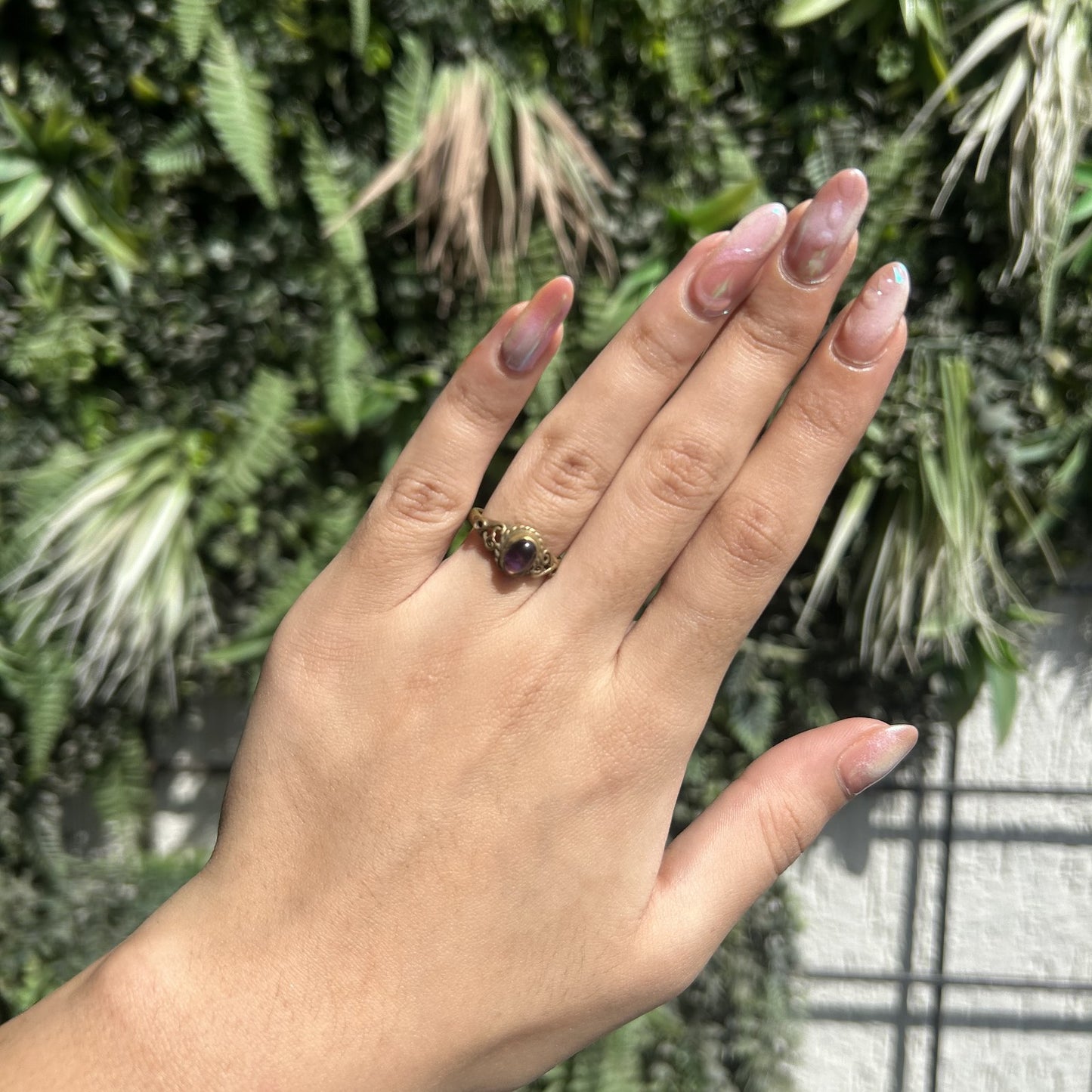 amethyst oval ring (brass tones)