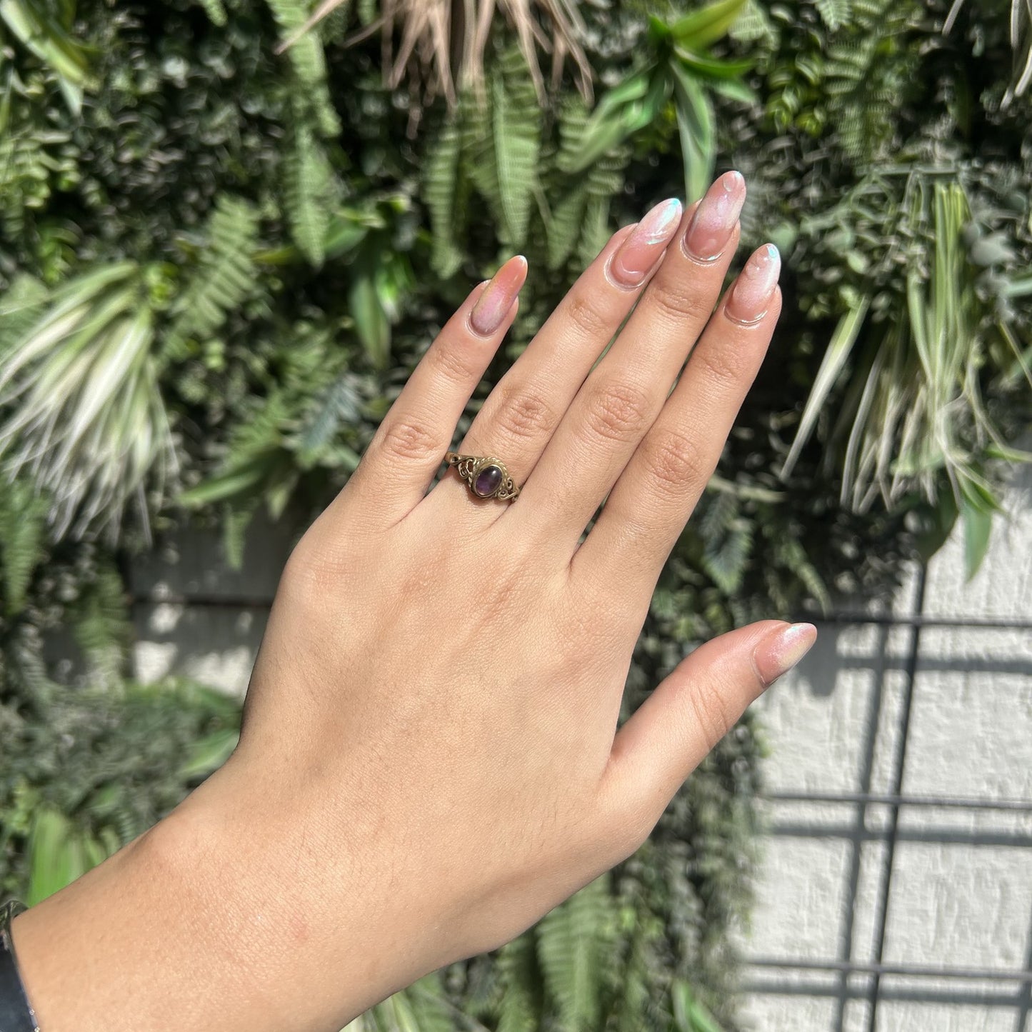 amethyst oval ring (brass tones)