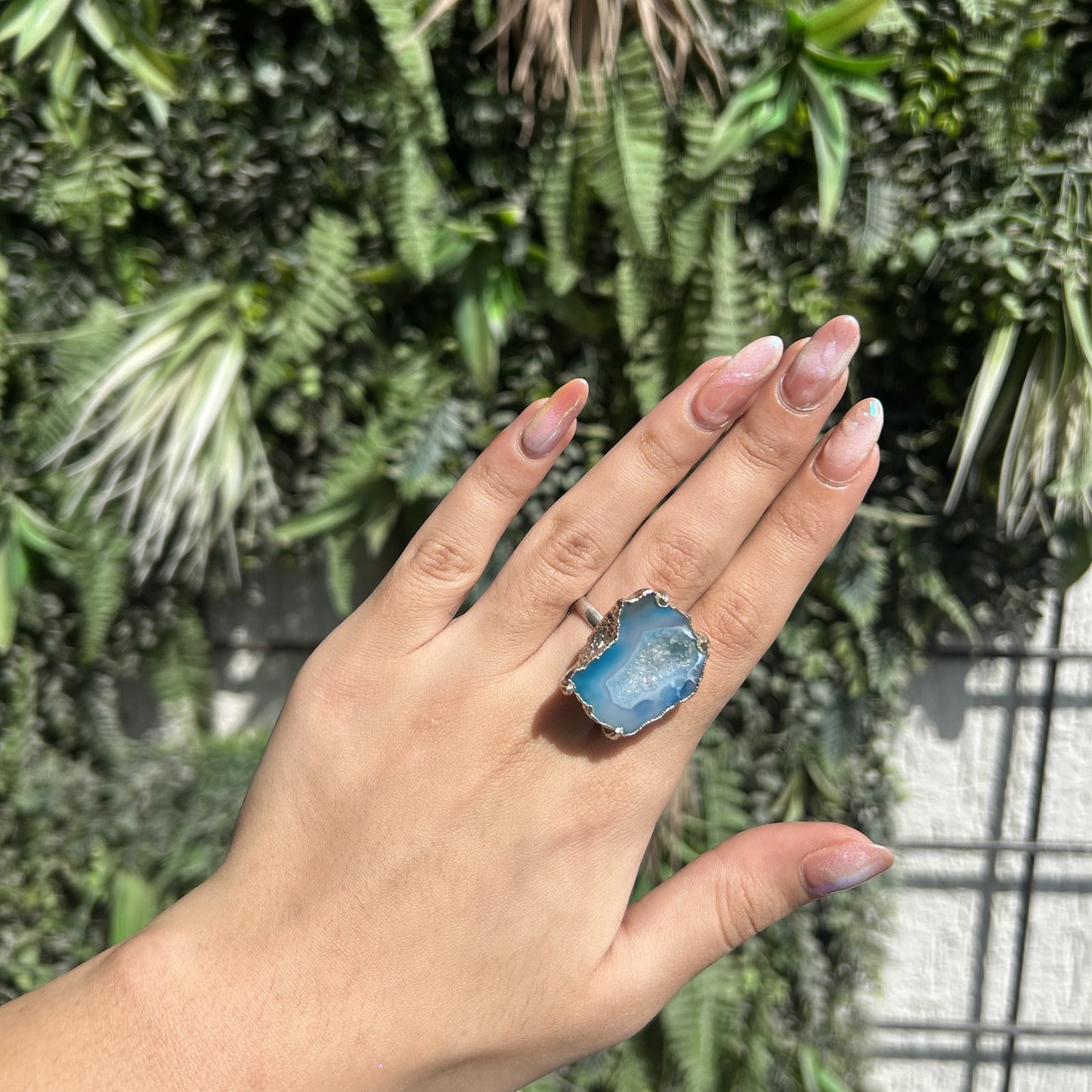 blue druzy agate ring 2 (adjustable)