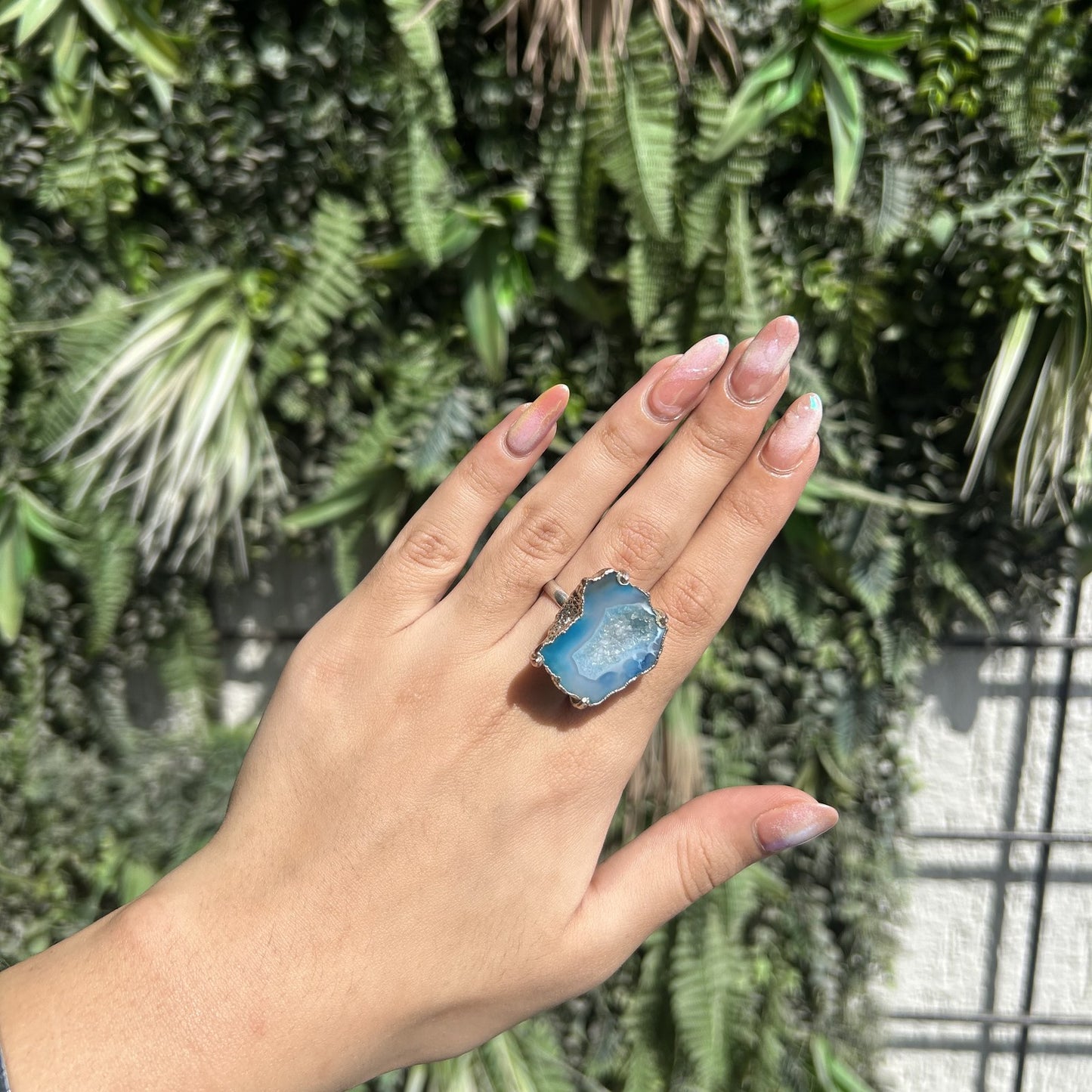 blue druzy agate ring 2 (adjustable)