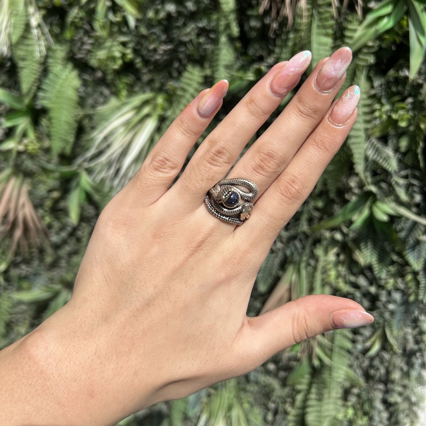 black onyx snake ring