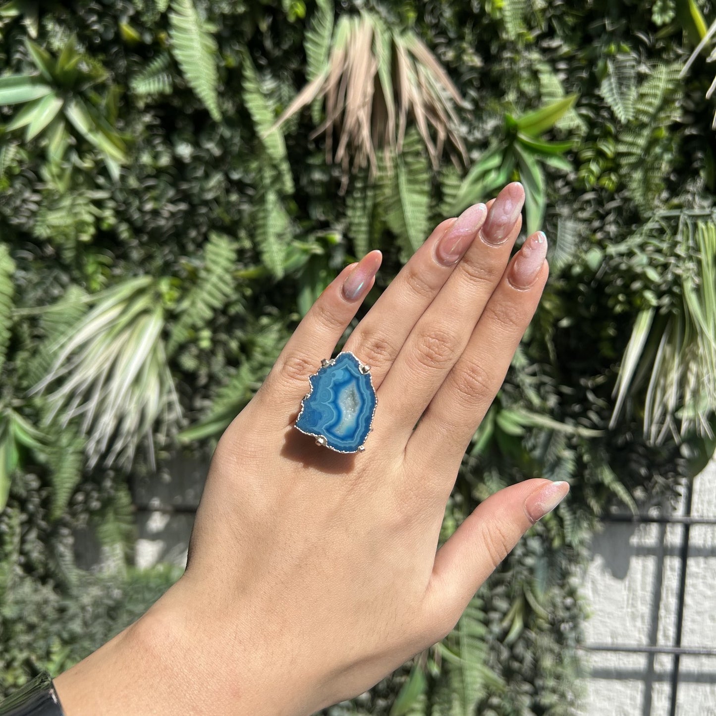blue druzy agate ring 1 (adjustable)