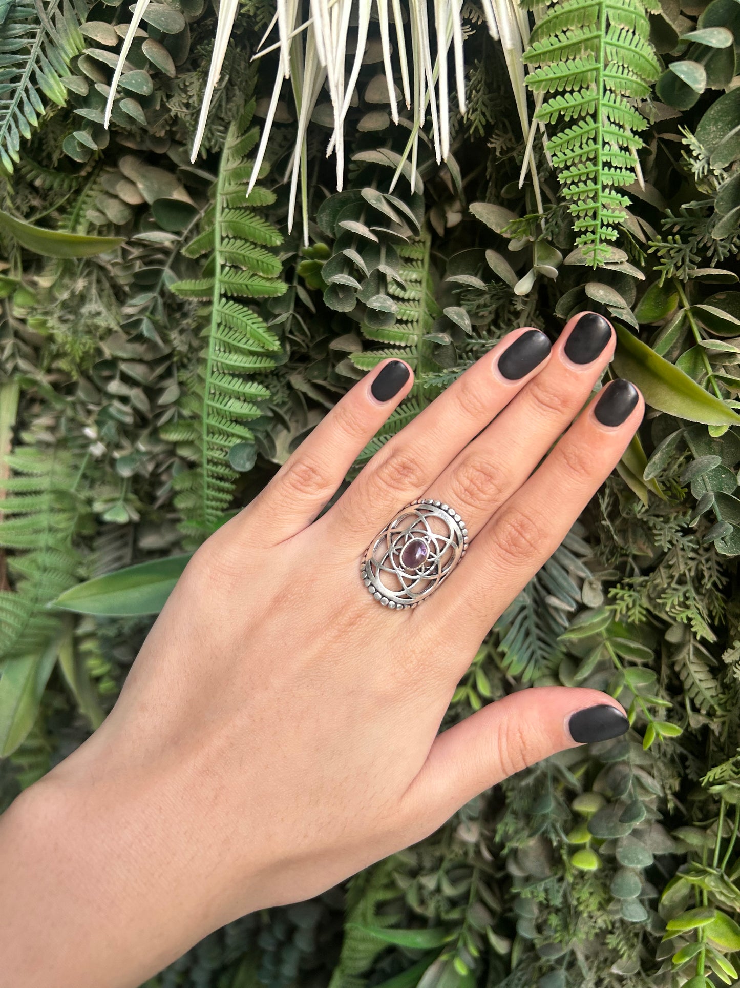 amethyst flower of life ring