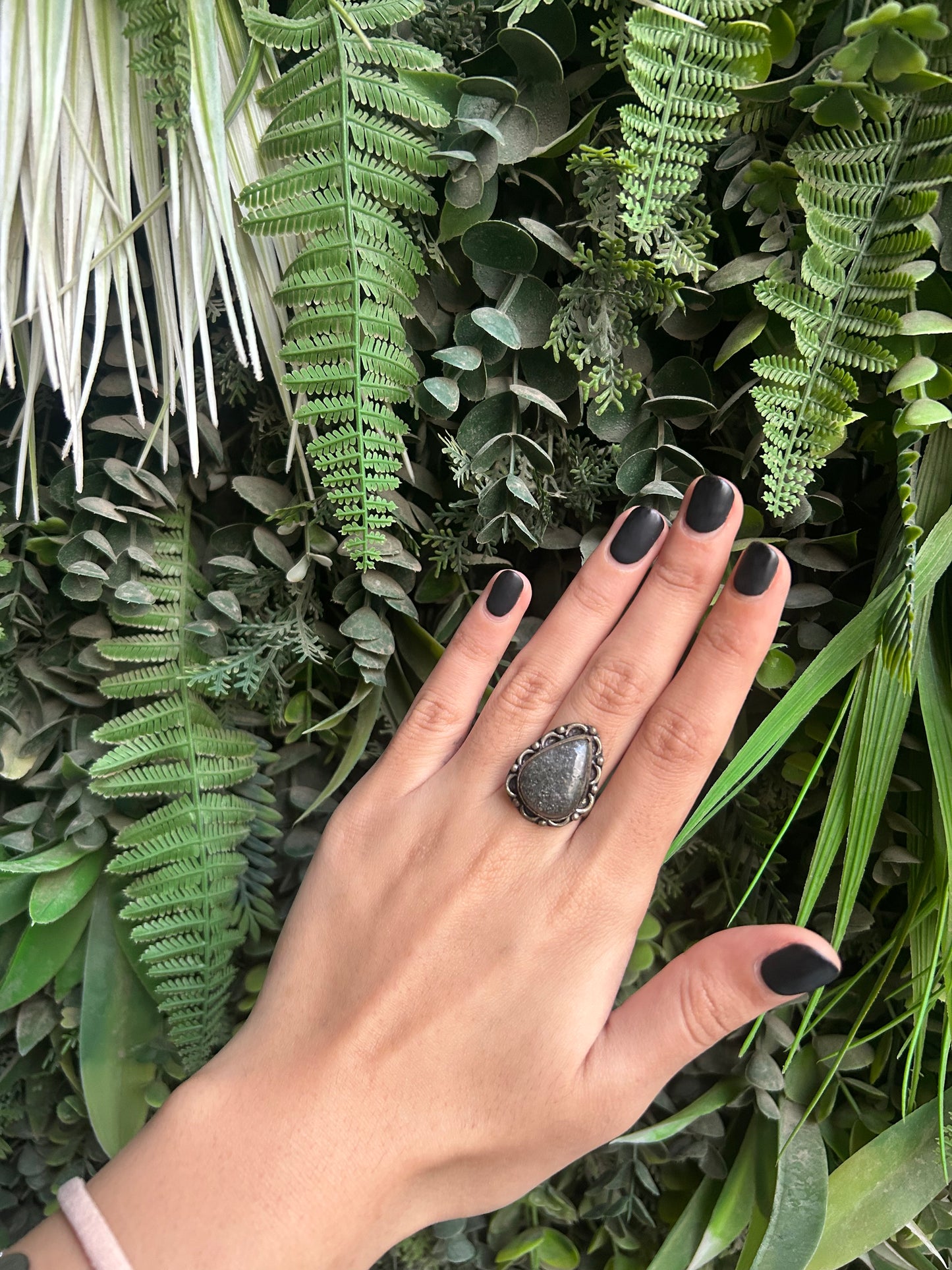black sunstone ring