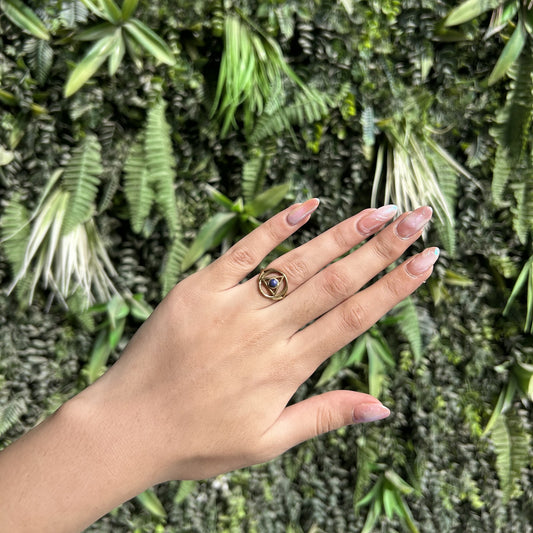 lapis lazuli third eye brass ring