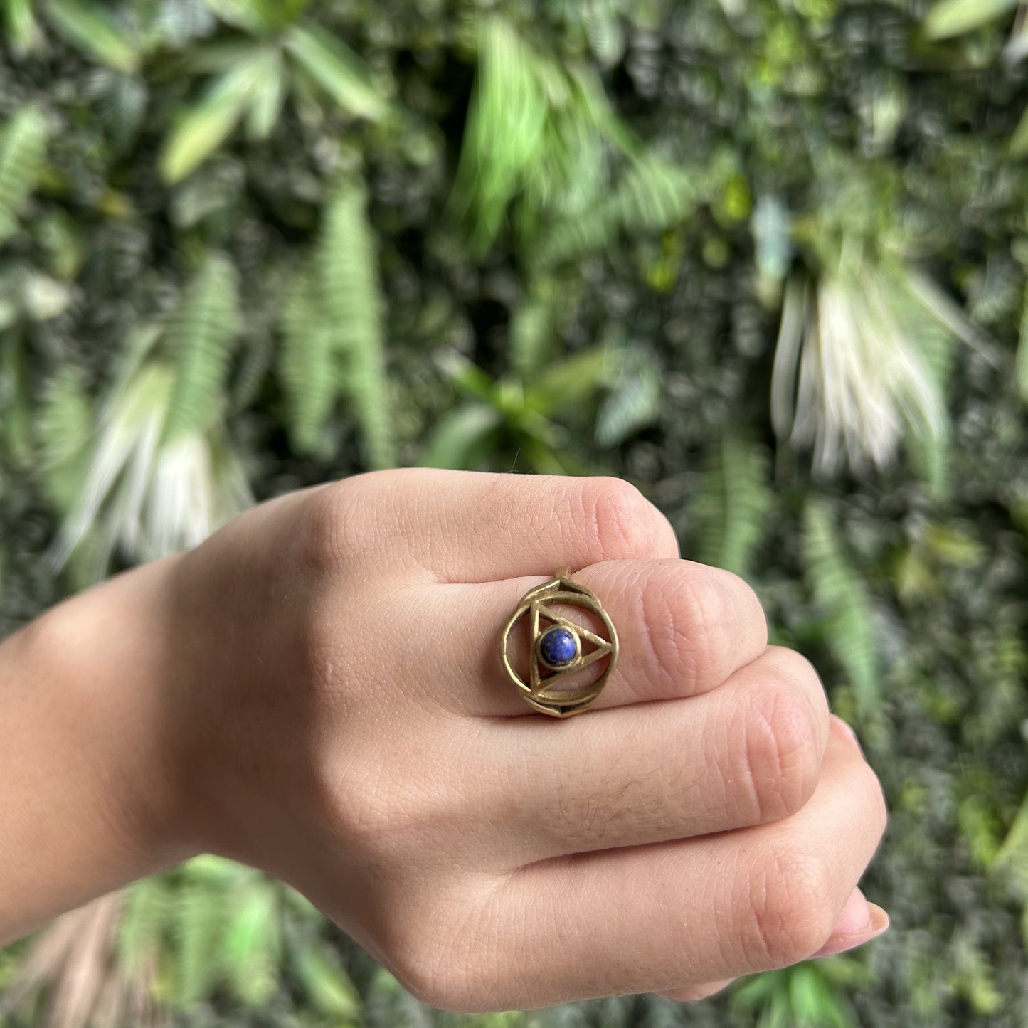 lapis lazuli third eye brass ring