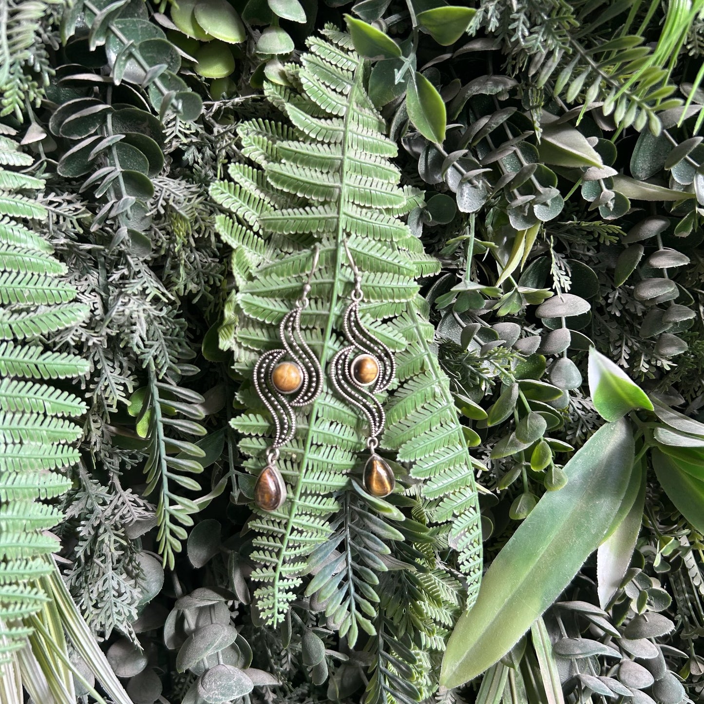 tiger eye wave earrings