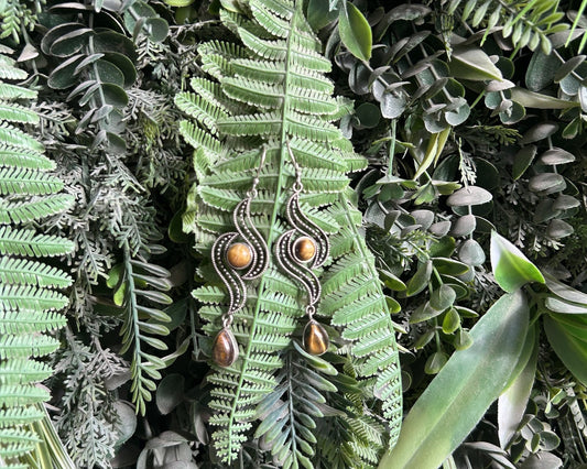 tiger eye wave earrings