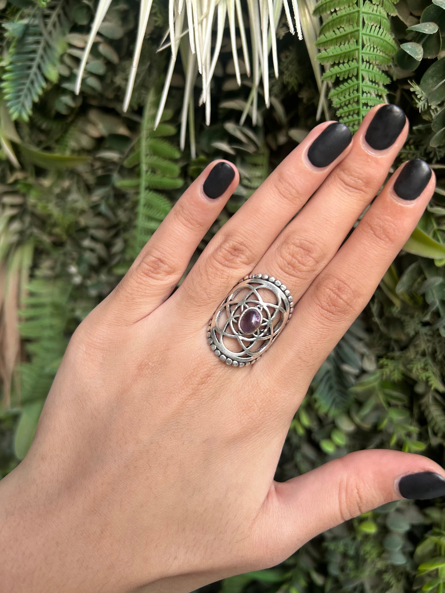 amethyst flower of life ring