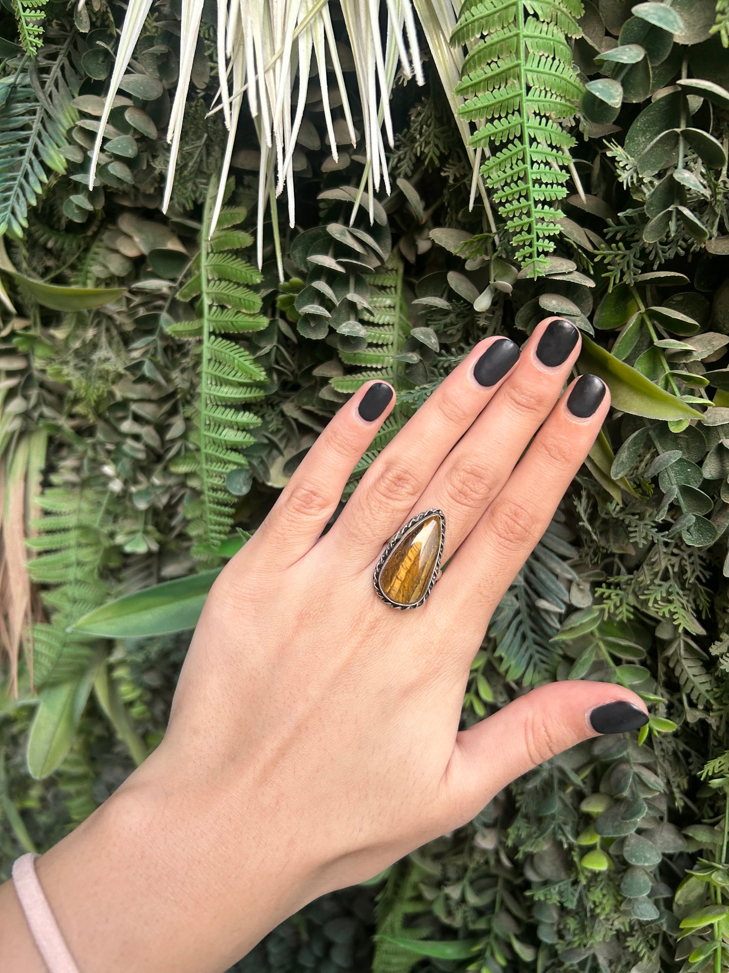 tigers eye drop ring