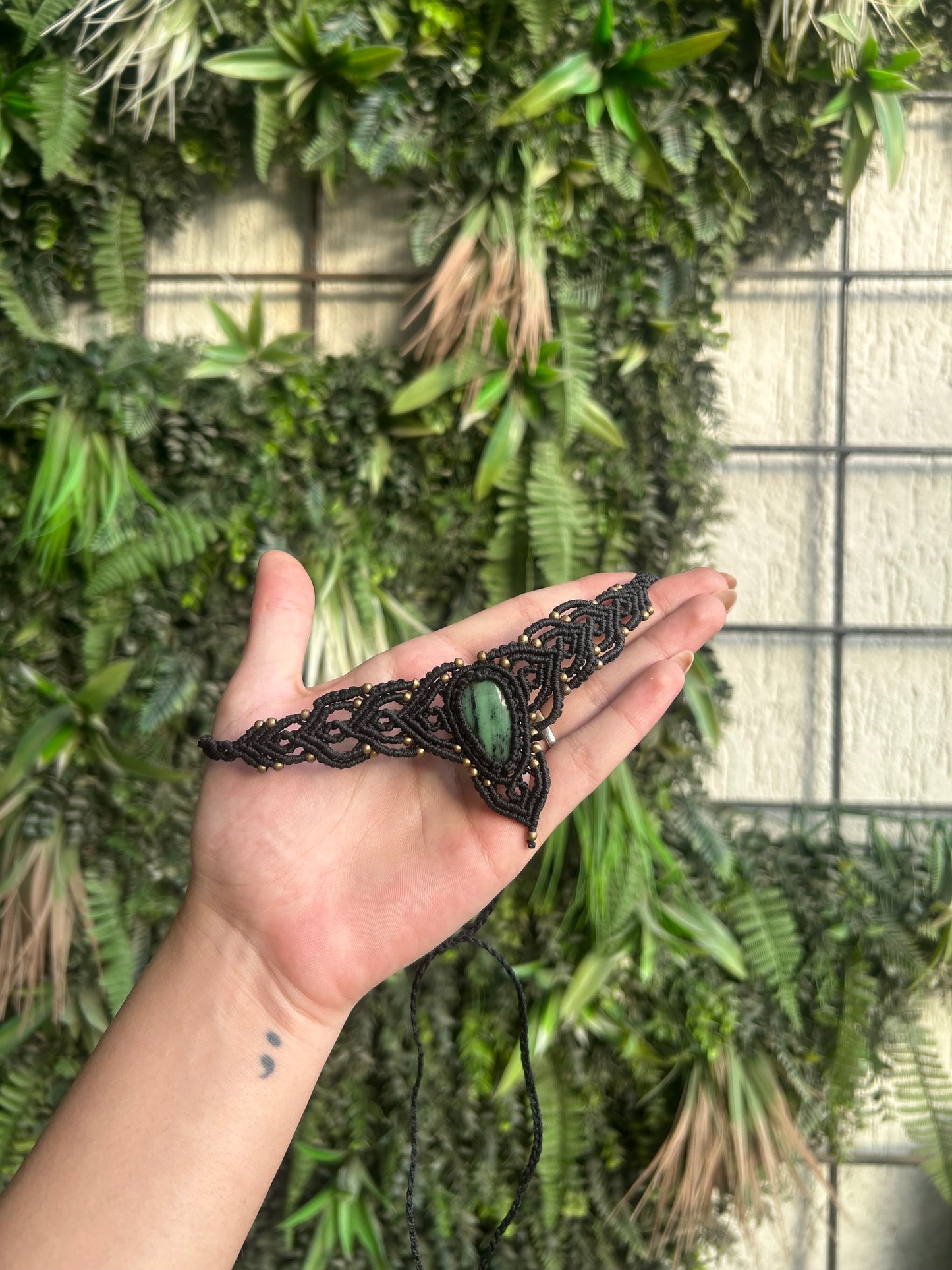 green ruby zoisite macrame choker