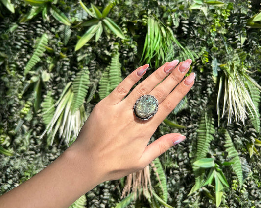 labradorite raw cluster ring (adjustable)