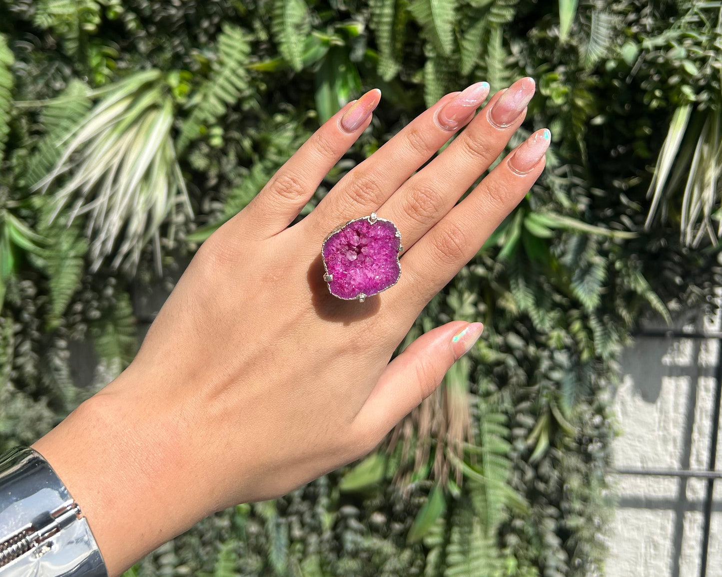 pink druzy agate ring 1 (adjustable)