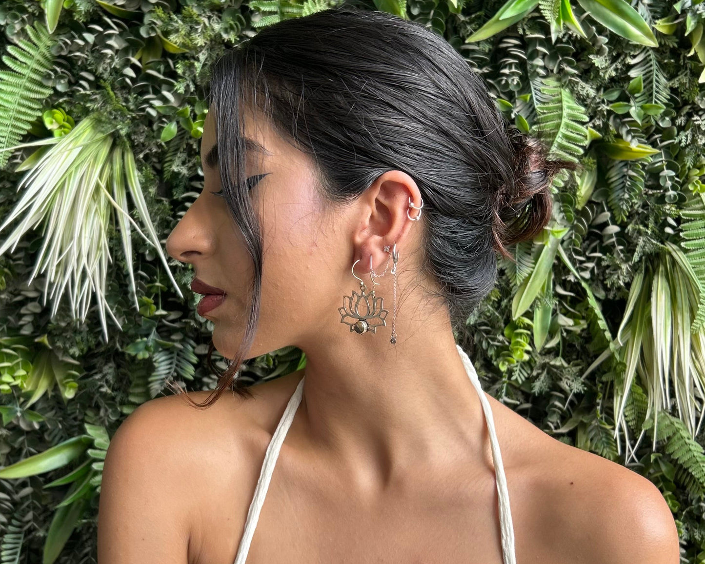 labradorite lotus earrings