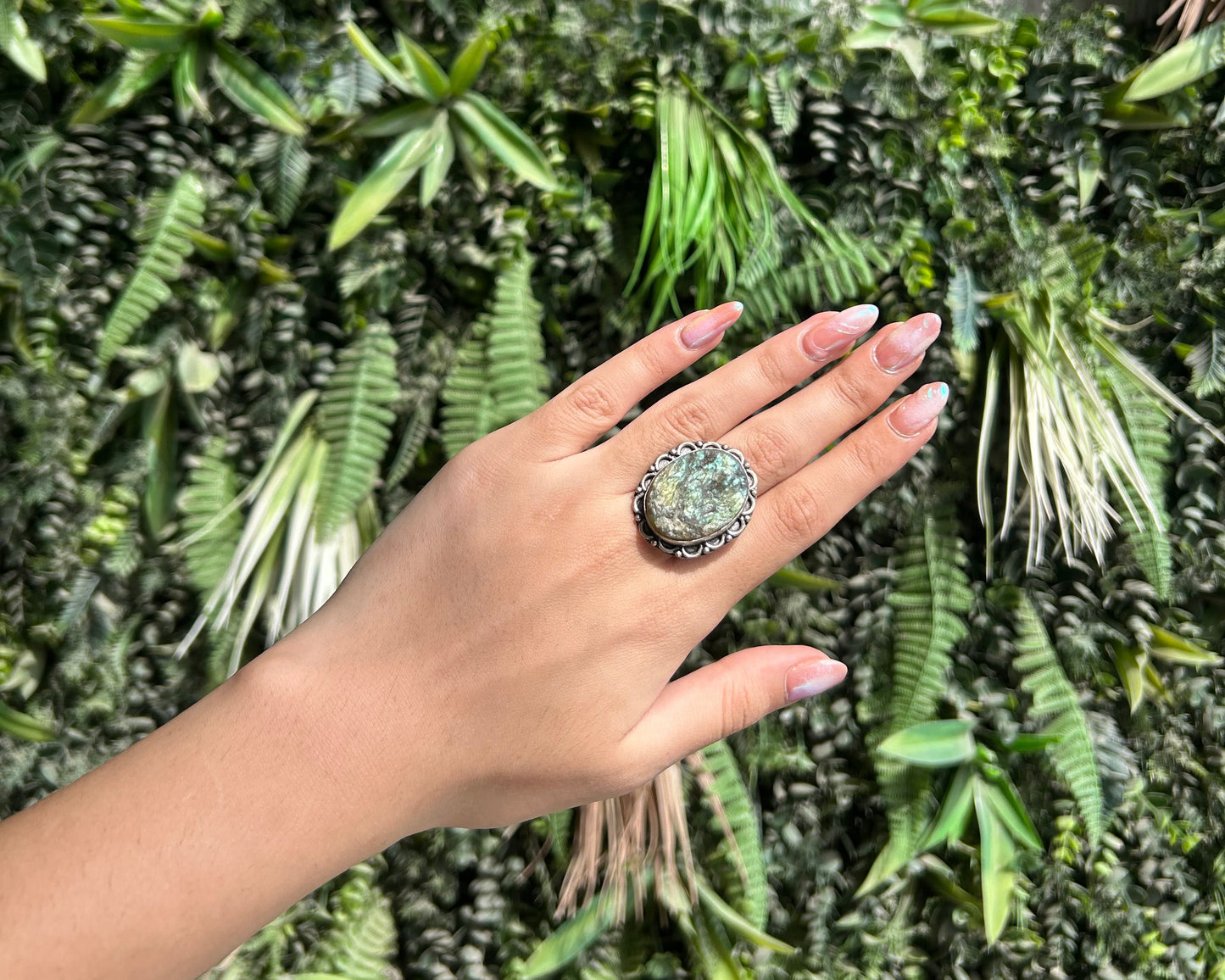 labradorite raw cluster ring (adjustable)