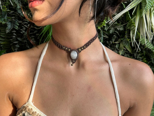 rutilated quartz macrame choker