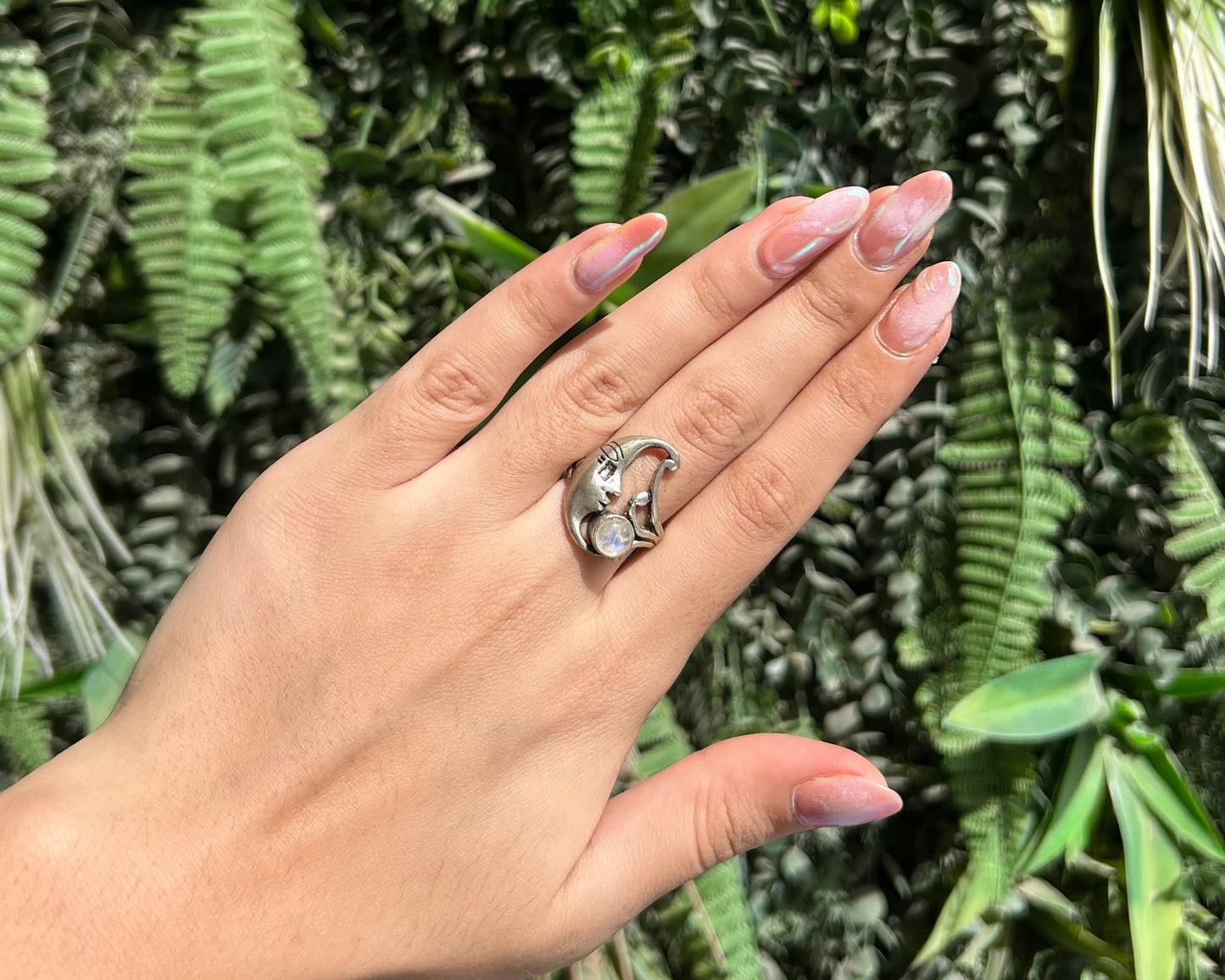 moonstone moon ring