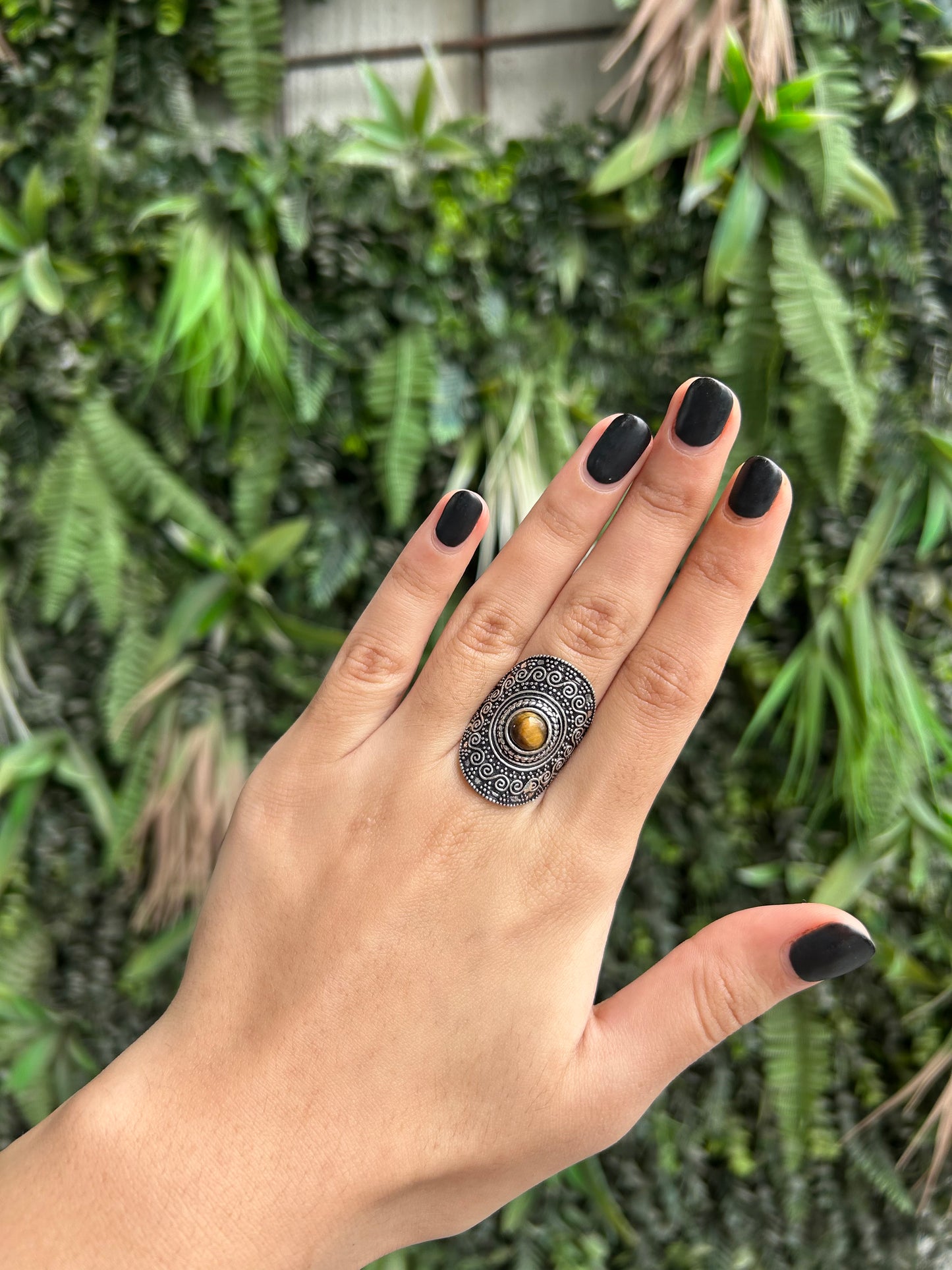 tiger eye scrollwork ring