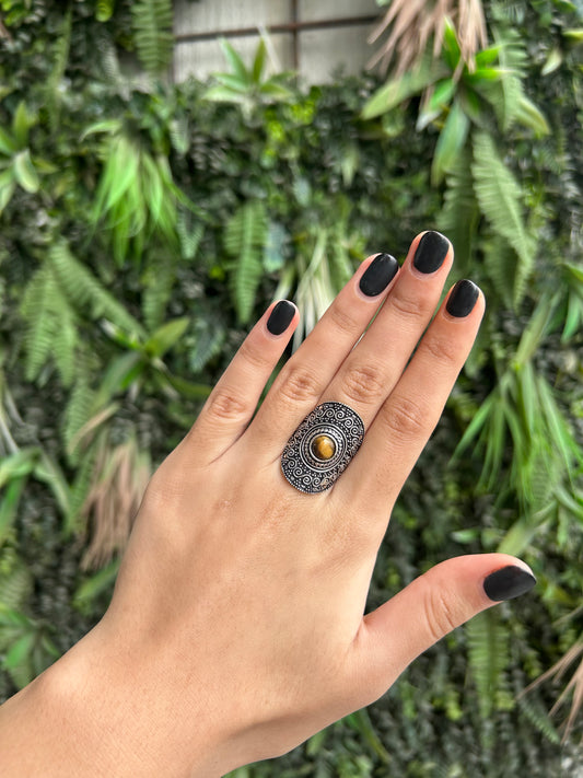 tiger eye scrollwork ring