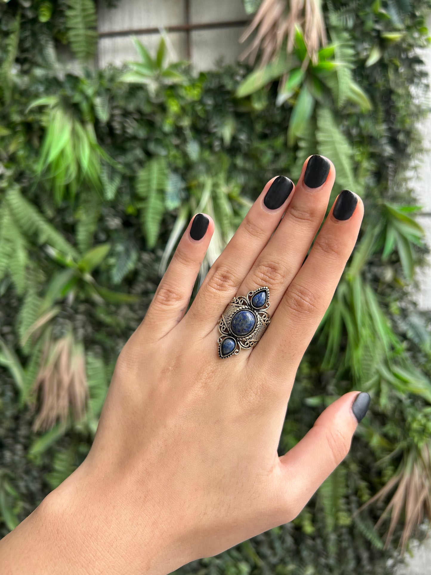 lapis lazuli triple stone ring
