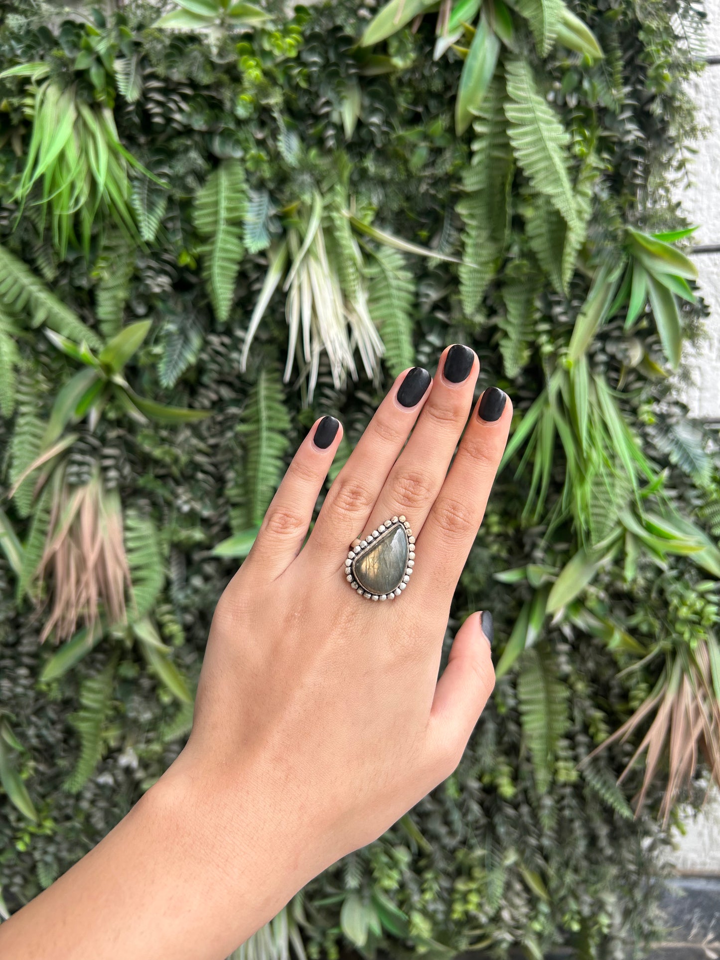 labradorite drop ring (adjustable)