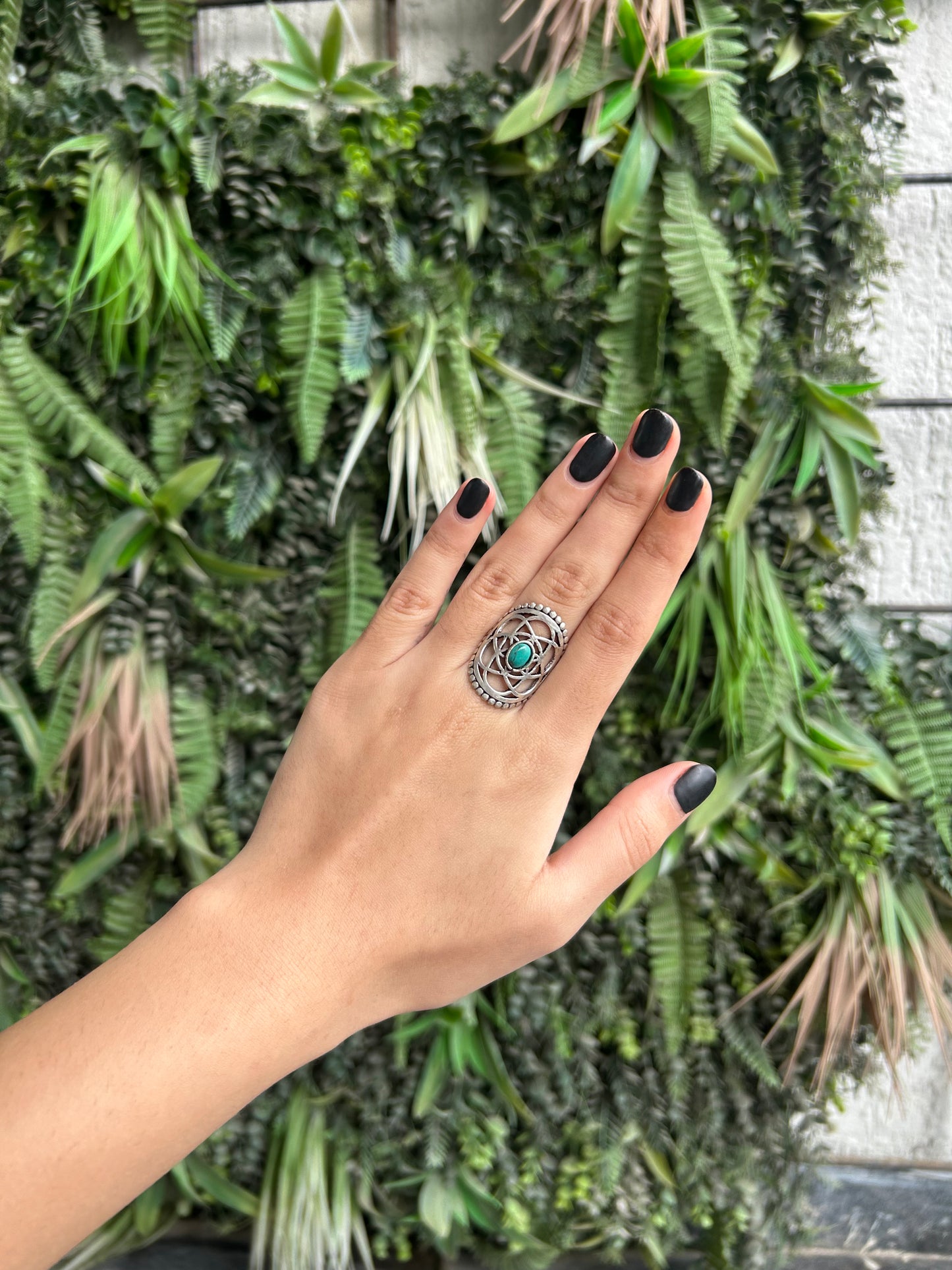 turquoise flower of life ring